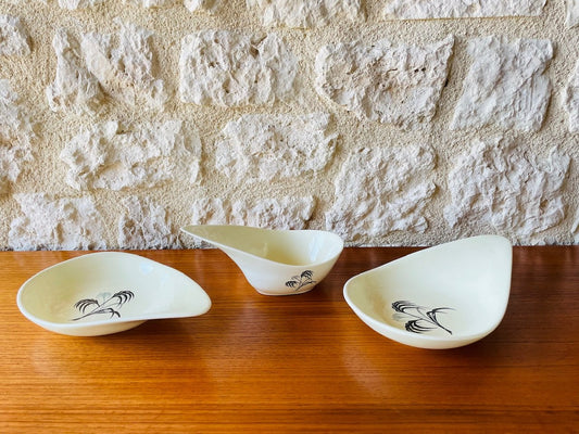 Vintage French Ceramic Appetizers Dishes from Salins, 1960s, Set of 3