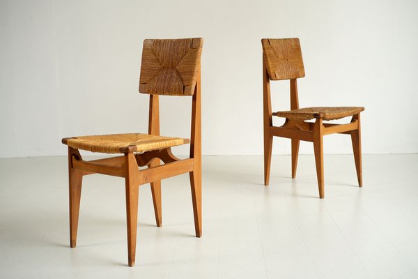 Vintage French CF Chairs by Marcel Gascoin, 1950, Set of 2-FQ-1725065