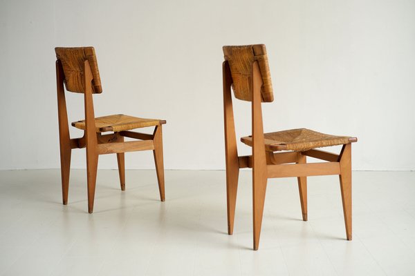 Vintage French CF Chairs by Marcel Gascoin, 1950, Set of 2-FQ-1725065