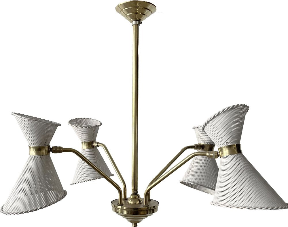 Vintage French Chandelier by Mathieu Matégot, 1950s