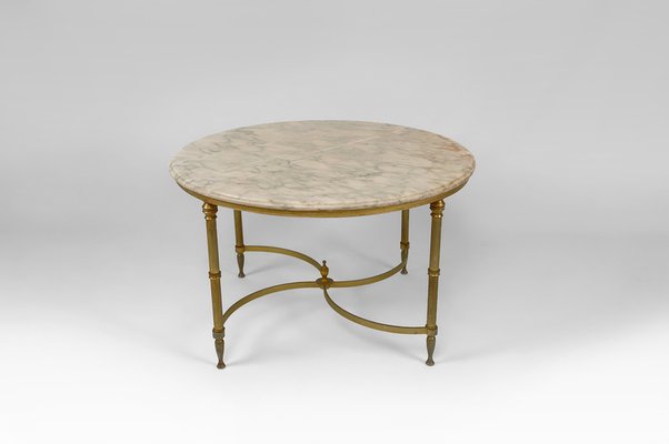 Vintage French Coffee Table in Brass and Marble from Maison Jansen, 1960-XNH-1804561