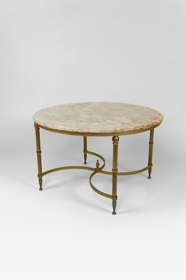 Vintage French Coffee Table in Brass and Marble from Maison Jansen, 1960-XNH-1804561