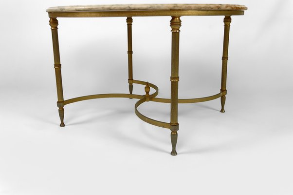 Vintage French Coffee Table in Brass and Marble from Maison Jansen, 1960-XNH-1804561