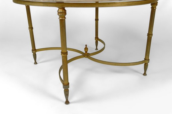 Vintage French Coffee Table in Brass and Marble from Maison Jansen, 1960-XNH-1804561