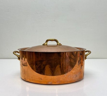 Vintage French Copper Pan Casserole Villedieu, 1980s-WZZ-2024633