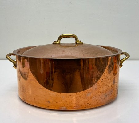 Vintage French Copper Pan Casserole Villedieu, 1980s-WZZ-2024633