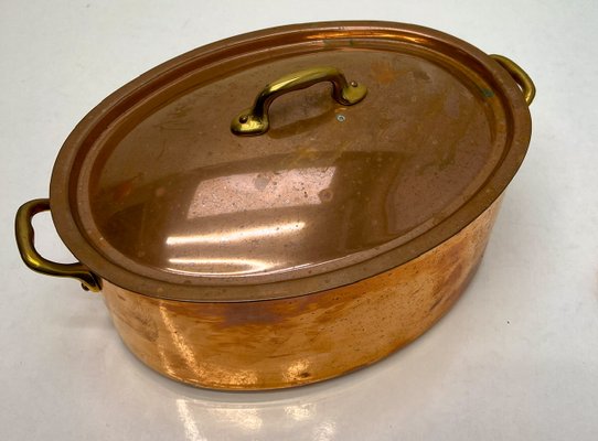 Vintage French Copper Pan Casserole Villedieu, 1980s-WZZ-2024633