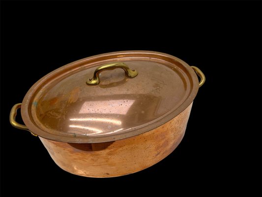 Vintage French Copper Pan Casserole Villedieu, 1980s-WZZ-2024633