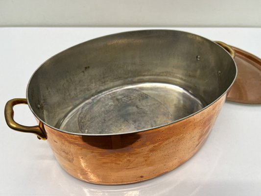 Vintage French Copper Pan Casserole Villedieu, 1980s-WZZ-2024633