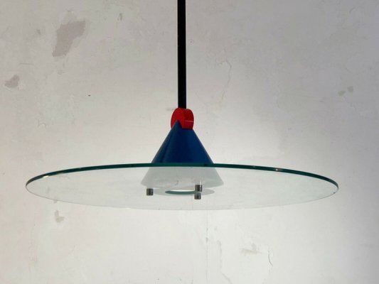 Vintage French Glass Ceiling Lamp from Verre Lumière, 1980s-NLF-729309