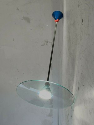 Vintage French Glass Ceiling Lamp from Verre Lumière, 1980s-NLF-729309