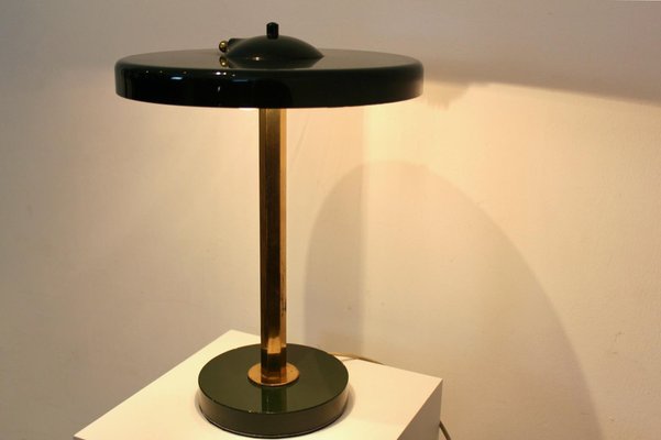 Vintage French Green and Brass Table Lamp, 1970s-MO-1795069