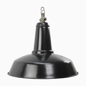 Vintage French Industrial Black Enamel Pendant Lamp-BLS-1743118