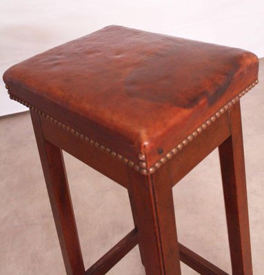 Vintage French Leather Stool-RIU-589424