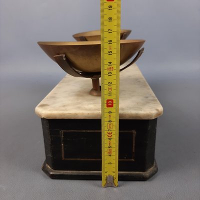 Vintage French Marble and Brass Scales with Weights, 1920s-PWG-2027136