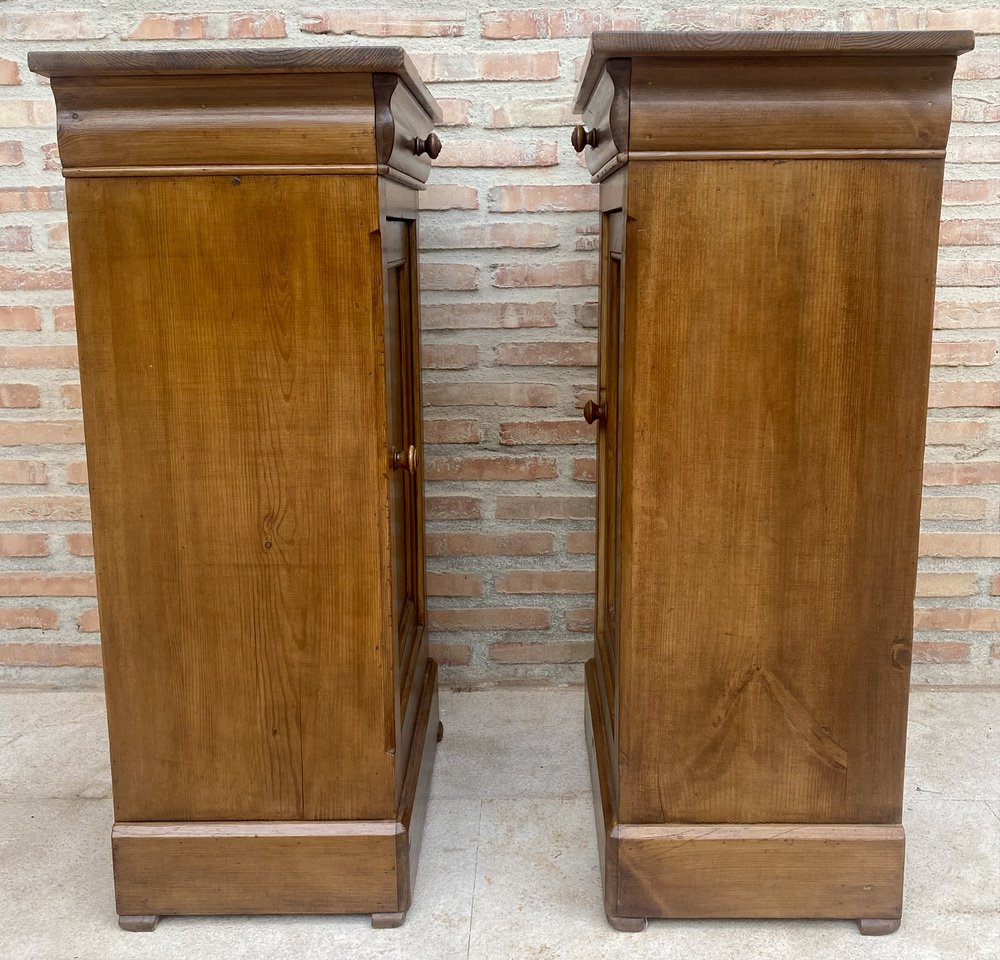 Vintage French Provincial Walnut Nightstands, 1920, Set of 2