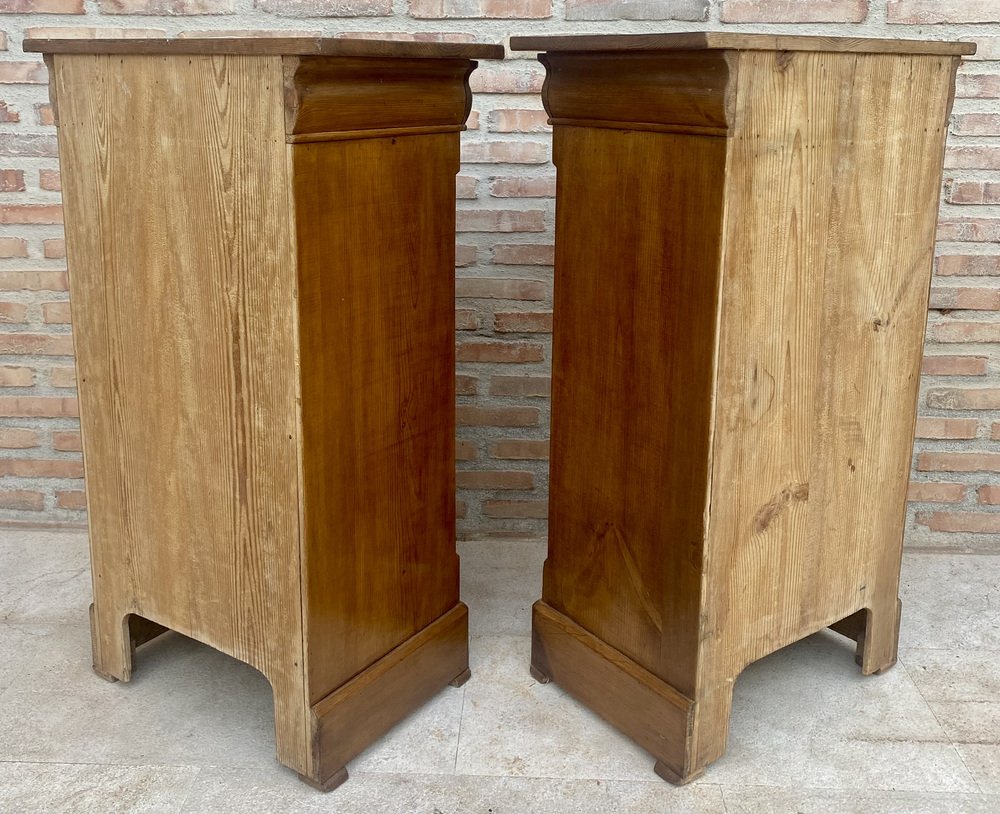 Vintage French Provincial Walnut Nightstands, 1920, Set of 2