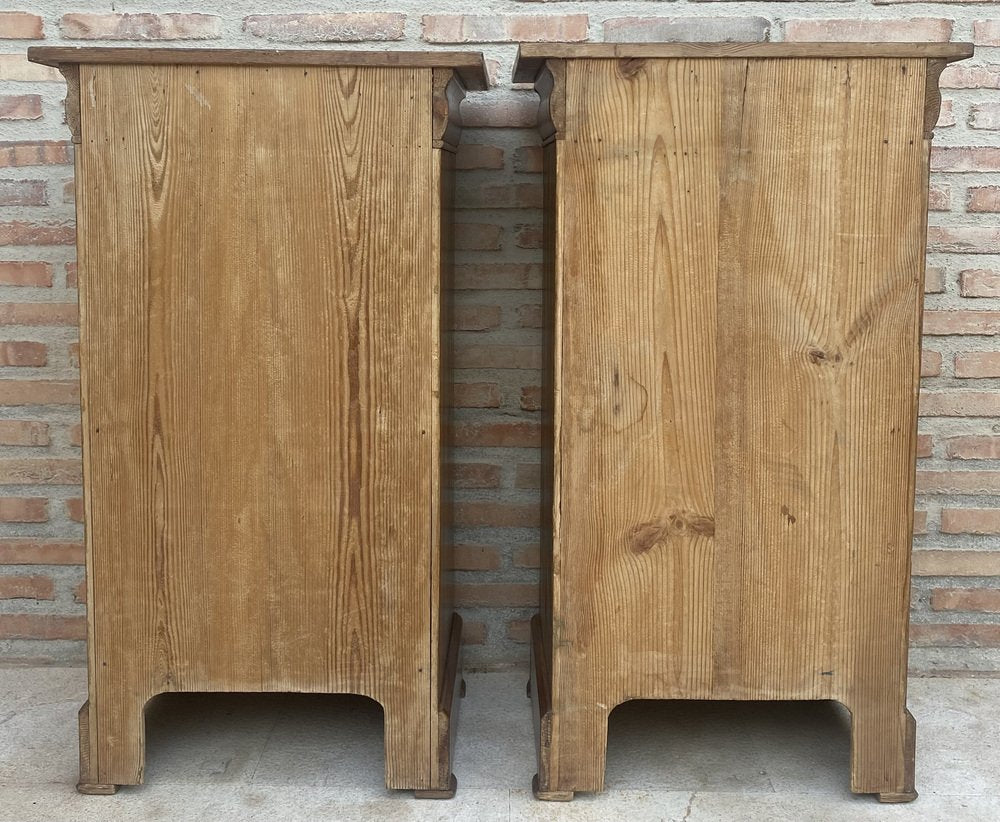 Vintage French Provincial Walnut Nightstands, 1920, Set of 2