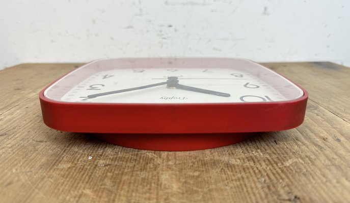 Vintage French Red Bakelite Wall Clock from Trophy, 1990s-CGF-1767500