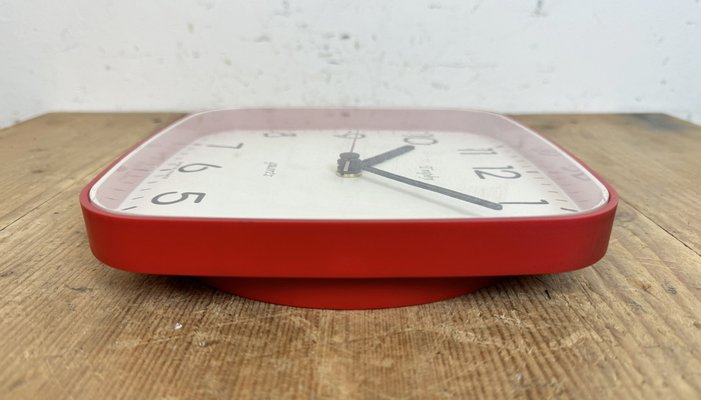 Vintage French Red Bakelite Wall Clock from Trophy, 1990s-CGF-1767500