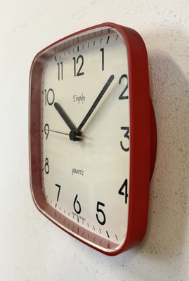 Vintage French Red Bakelite Wall Clock from Trophy, 1990s-CGF-1767500