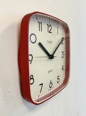 Vintage French Red Bakelite Wall Clock from Trophy, 1990s-CGF-1767500