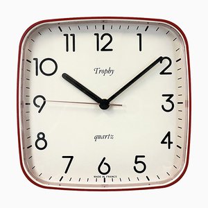 Vintage French Red Bakelite Wall Clock from Trophy, 1990s-CGF-1767500