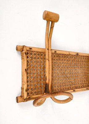 Vintage French Riviera Rattan and Bamboo Canes Wicker Coat Rack, 1960s-JDR-2020936