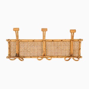 Vintage French Riviera Rattan and Bamboo Canes Wicker Coat Rack, 1960s-JDR-2020936