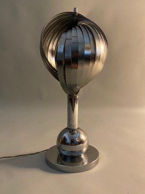 Vintage French Sculptural Table Lamp in Aluminium by Henri Mathieu, 1970s-KKZ-1814271