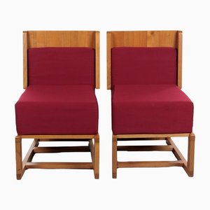 Vintage French Set of Oak Designer Chairs, 1970s, Set of 2-EZZ-1336509