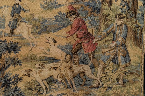 Vintage French Tapestry Hunting Scene, 1950s-KEG-2027433