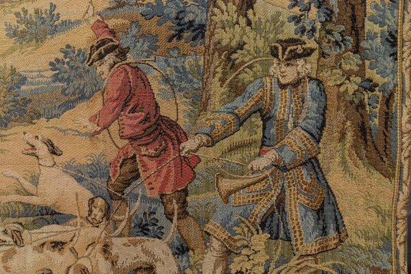 Vintage French Tapestry Hunting Scene, 1950s-KEG-2027433