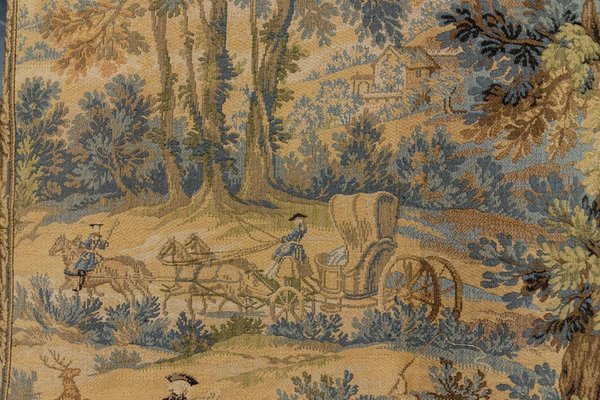 Vintage French Tapestry Hunting Scene, 1950s-KEG-2027433