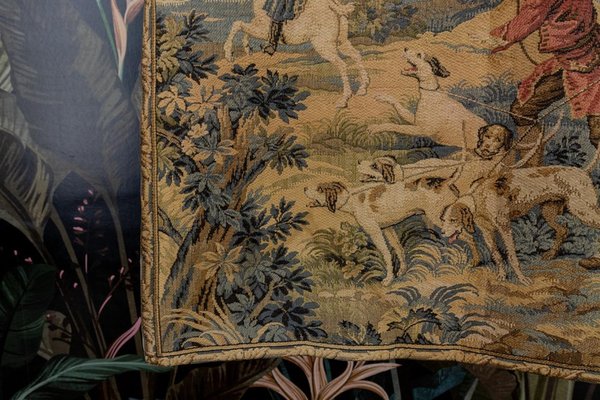 Vintage French Tapestry Hunting Scene, 1950s-KEG-2027433