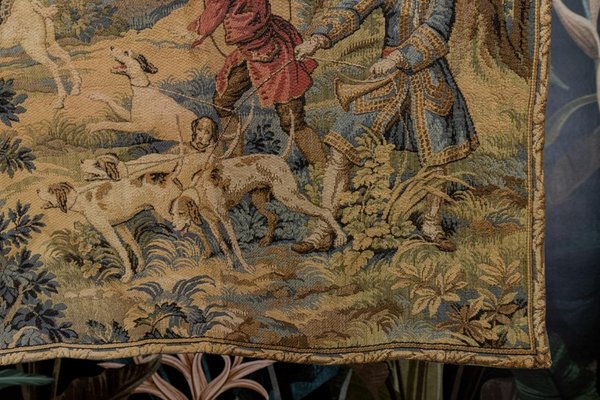 Vintage French Tapestry Hunting Scene, 1950s-KEG-2027433