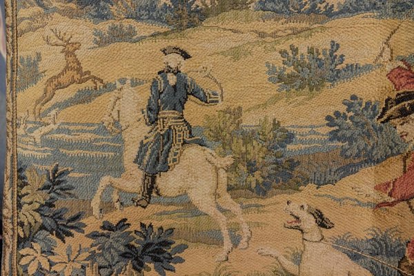 Vintage French Tapestry Hunting Scene, 1950s-KEG-2027433