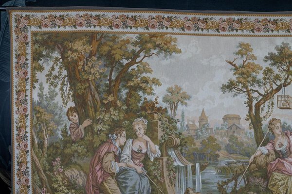 Vintage French Tapestry Wall Hanging Gallant Scene, 1970s-KEG-1997647