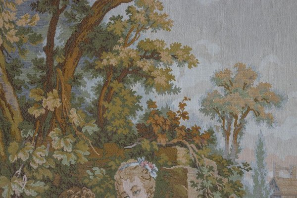 Vintage French Tapestry Wall Hanging Gallant Scene, 1970s-KEG-1997647