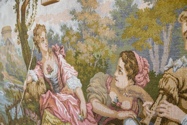 Vintage French Tapestry Wall Hanging Gallant Scene, 1970s-KEG-1997647