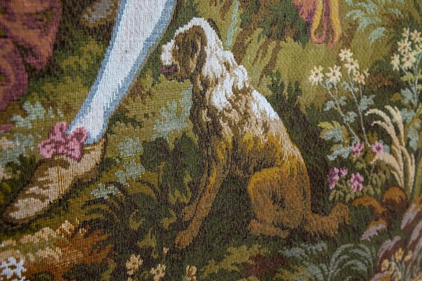 Vintage French Tapestry Wall Hanging Gallant Scene, 1970s-KEG-1997647