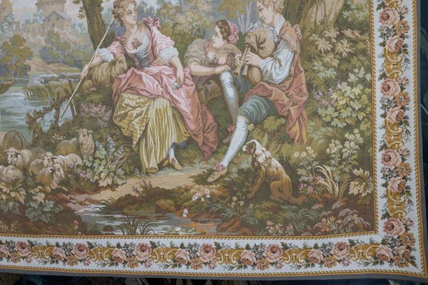 Vintage French Tapestry Wall Hanging Gallant Scene, 1970s-KEG-1997647