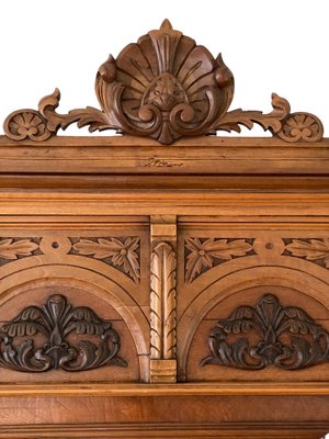 Vintage French Walnut and Pine Sideboard with Showcase-JXY-1723719