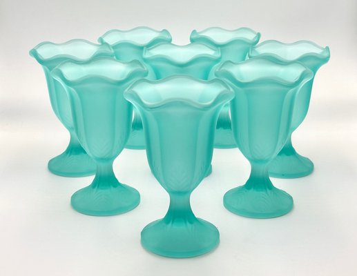 Vintage Frosted Glass Tulip Dessert Cups, 1960s, Set of 8-ZCY-1812870