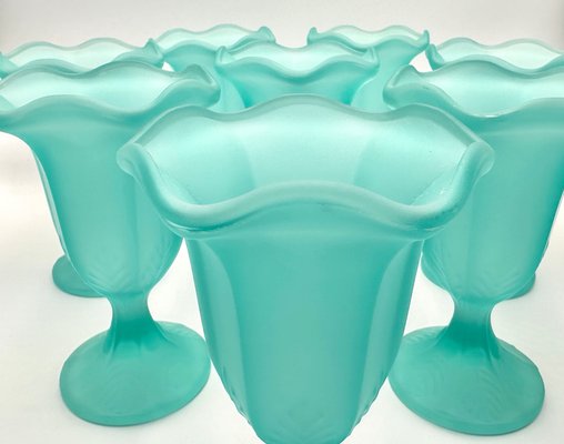 Vintage Frosted Glass Tulip Dessert Cups, 1960s, Set of 8-ZCY-1812870