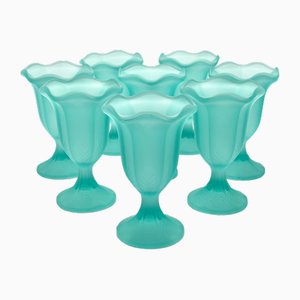 Vintage Frosted Glass Tulip Dessert Cups, 1960s, Set of 8-ZCY-1812870