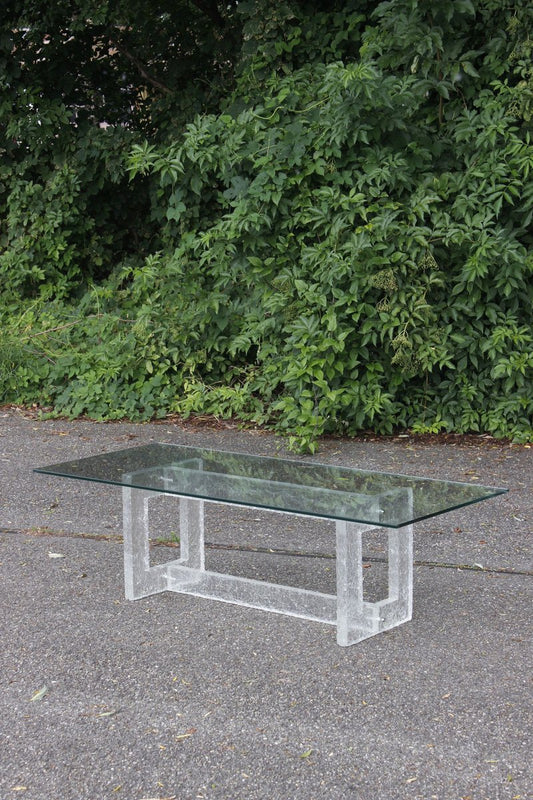 Vintage Frosted Texture Acrylic Base Coffee Table, 1970s