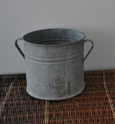 Vintage Galvanized Zinc Planter, 1950s