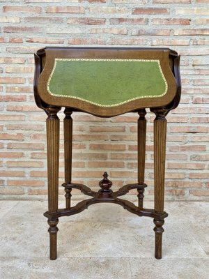 Vintage Game Table in Walnut with Green Leather, 1960-NOU-1771193