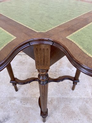 Vintage Game Table in Walnut with Green Leather, 1960-NOU-1771193